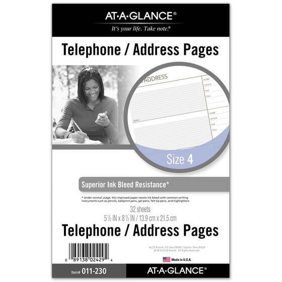 Address Directory 14-tab with Index 00465 Cards New Day Runner A-Z Telephone 