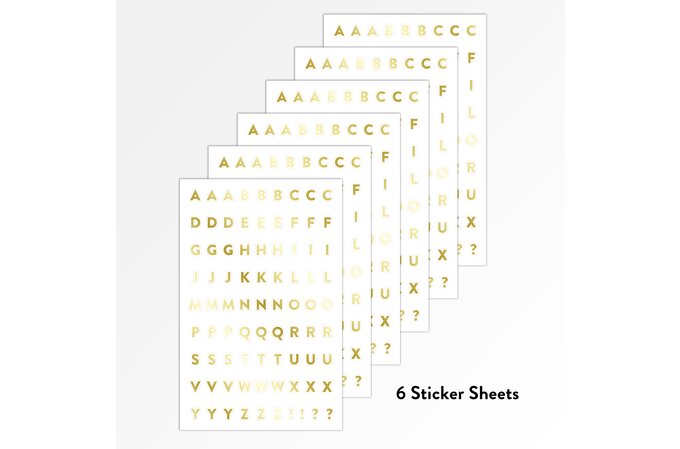 Simplified System Letter Sticker Sheets, Gold Planner