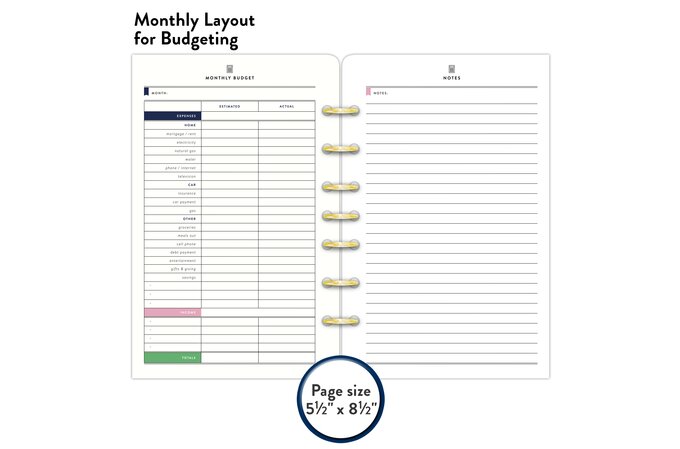 AT A GLANCE Emily Ley Simplified System Budget Refill Desk Size 5 3/8