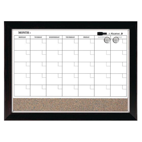 Combo White Board & Cork Bo Quartet Dry Erase Calendar Board Magnetic Planner 
