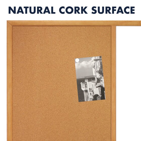 Quartet Combination Whiteboard & Corkboard 3 x 2 Combo White Board & Cork Board Oak Finish Frame S553 