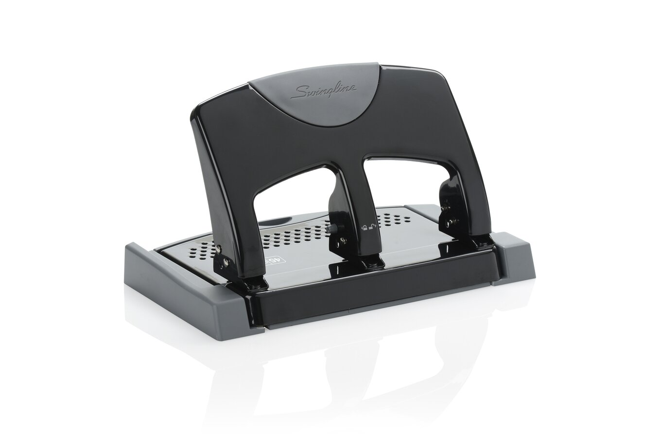 Swingline 3 Hole Punch, Desktop Puncher for Binder, 20 Sheet Punch  Capacity, SmartTouch, Black/Silver (74133)