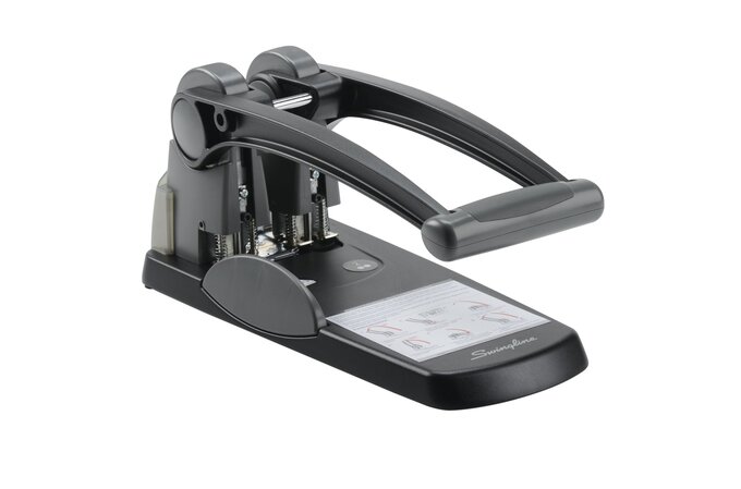 Swingline 32-Sheet Easy Touch Two-to-Three-Hole Punch, 9/32 Holes, Black/Gray