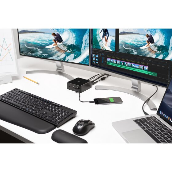 Kensington SD5920T EQ Thunderbolt 4 Quad 4K Hybrid Dock con tecnologia DisplayLink, lettori di schede SD e Micro SD, ricarica da 100 W, porte Ethernet e USB-A e USB-C 3.2 (K35234EU