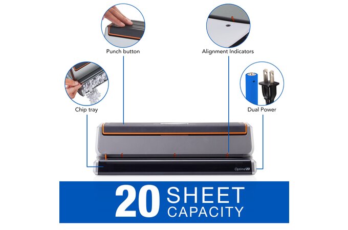 Swingline Optima 20 Electric Punch, 3 Holes, 8 1/2