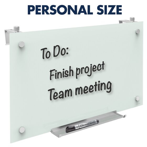 Quartet Glass Whiteboard Magnetic Dry Erase White Board for Cubicle Walls 30x18" 