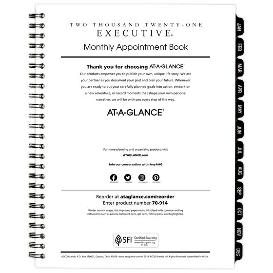 70-907-10 Executive AT-A-GLANCE Weekly // Monthly Planner Refill 2017 3-1//4 x 6-1//4
