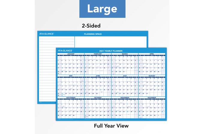 at a glance 2021 horizontal erasable wall calendar