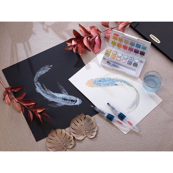 Metallic Paint Pan Set Metallic Paint 12 Pan Palette Derwent UK