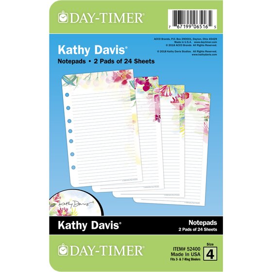 Day-Timer Kathy Davis Notepad Refill, Small, 5 1/2" x 8 1/2" | Kathy