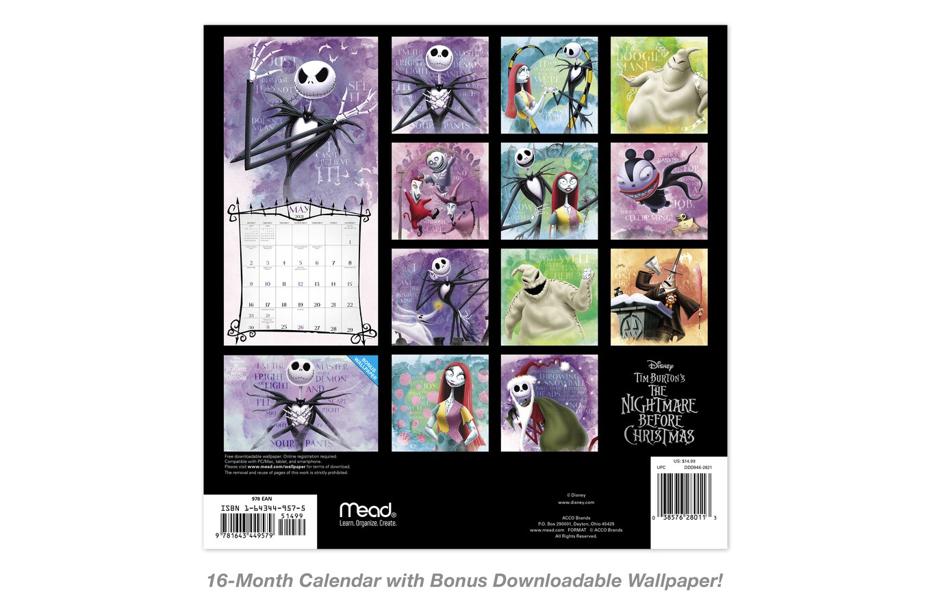 disney the nightmare before christmas 12 x 12 monthly wall calendar wall calendars mead disney the nightmare before christmas 12 x 12 monthly wall calendar