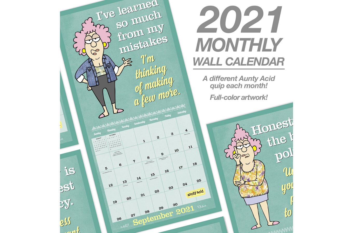 Aunty Acid Monthly Wall Calendars Wall Calendars Mead aunty acid desk calendar 2021