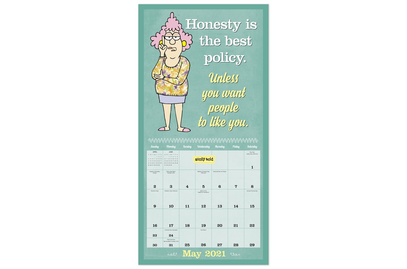 Aunty Acid Monthly Wall Calendars Wall Calendars Mead aunty acid desk calendar 2021