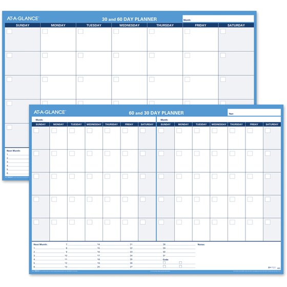 AT-A-GLANCE Undated 30/60-Day Horizontal Erasable Wall Calendar ...