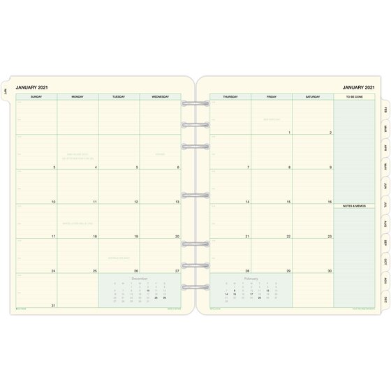 DayTimer Two Page Per Month Tabbed Calendars, 8 1/2" x 11" Monthly