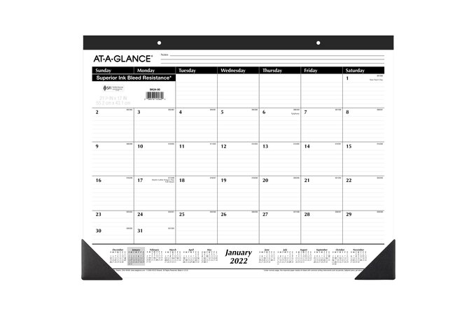 At-A-Glance 2022 Monthly Desk Pad Calendar, Standard, 21 3/4" X 17" | Desk Pad Calendars | At-A-Glance