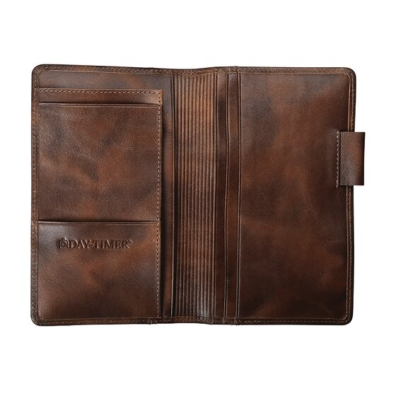 Day-Timer Distressed Leather Zippered 1 inch Planner Cover with Multi-Pockets 