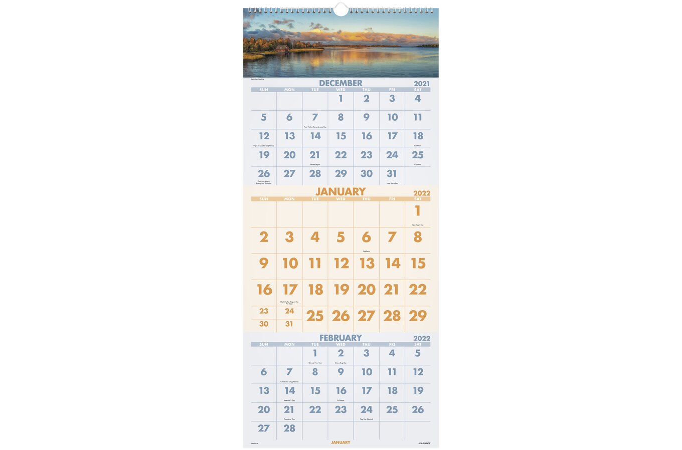 At-A-Glance 2022 Scenic 3-Month Wall Calendar, Large, 12" X 27" | Monthly Wall Calendars | At-A-Glance