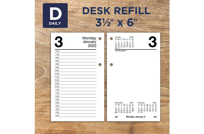 At-A-Glance 2022 Daily Loose-Leaf Recycled Desk Calendar Refill, Standard, 3 1/2" X 6" | Desk Calendar Refills & Bases | At-A-Glance