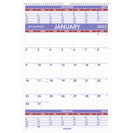 AT A GLANCE 2022 3 Month Wall Calendar Large 15 1 2 X 22 3 4 