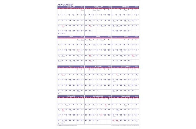 At-A-Glance 2022 Yearly Wall Calendar, Extra Large, 24" X 36" | Yearly Wall Calendars | At-A-Glance