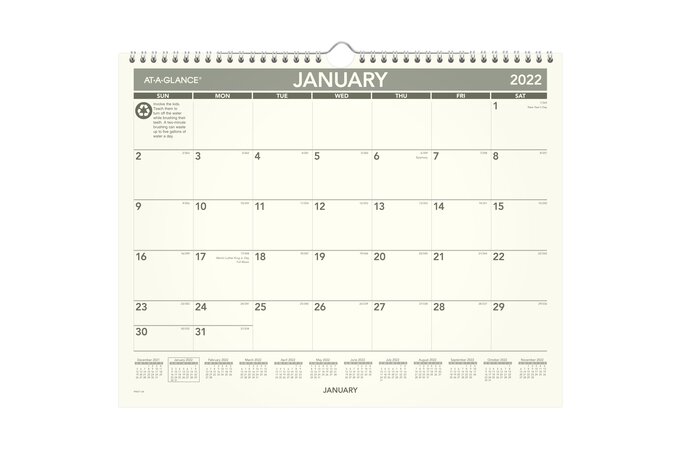 at a glance 2022 recycled monthly wall calendar medium