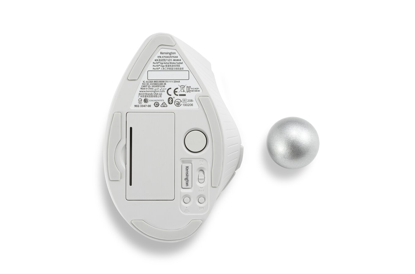 Pro Fit® Ergo Vertical Wireless Trackball - White | Trackballs 