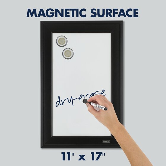 Perfect for Home Office & Home School Supplies Black Frame 1 Dry Erase Marker MHOW8511-BK 8-1/2 x 11 White Board for Wall - New Dry Erase Board for Kids 2 Magnets Quartet Magnetic Whiteboard 