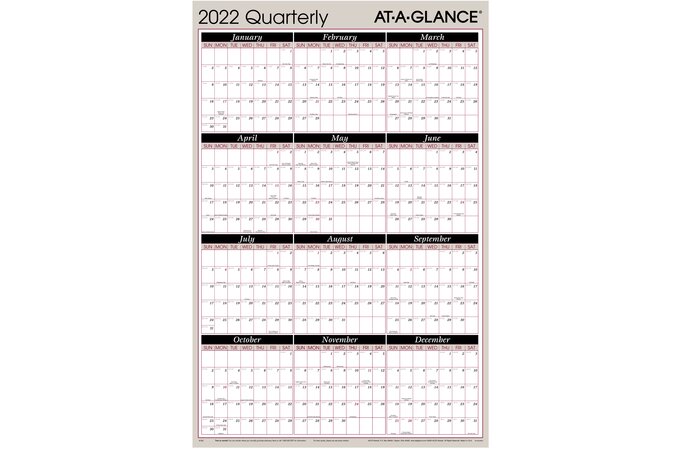 At A Glance 2022 Vertical Horizontal Reversible Erasable Quarterly Wall Calendar Red Large 36 X 24 Erasable Wall Calendars At A Glance