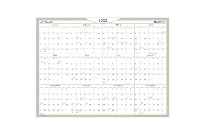 At A Glance 2022 Wallmates Self Adhesive Dry Erase Yearly Calendar Large 24 X 18 Erasable Wall Calendars - Wall Calendar Dry Erase 12 Month
