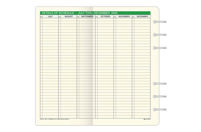 Day-Timer 2022 Full Year Schedule Sheets, Loose-Leaf, Portable Size, 3