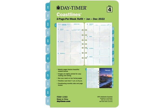 Day-Timer Coastlines 2022 Two Page Per Week Planner Refill, Loose-Leaf