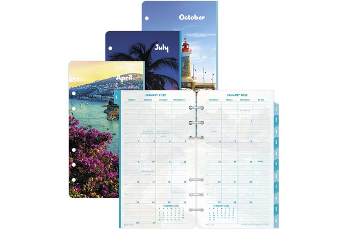 Day-Timer Coastlines 2022 Two Page Per Month Tabbed Calendar Refill