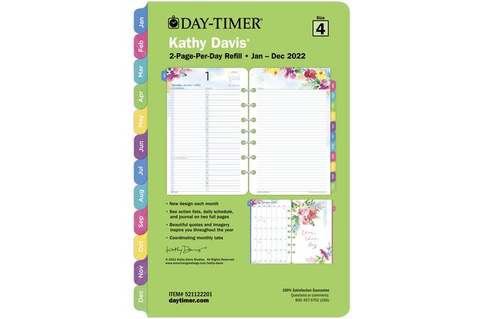 Download Day Timer Kathy Davis 2022 Two Page Per Day Appointment Book Planner Refill Loose Leaf Desk Size 5 1 2 X 8 1 2 Kathy Davis Day Timer