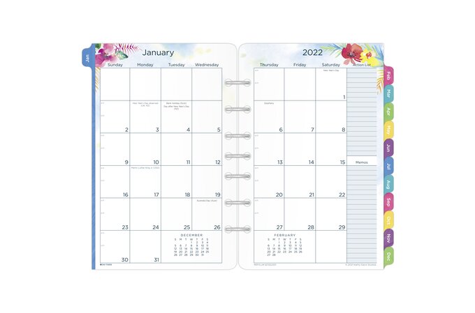 Day-Timer Kathy Davis 2022 Two Page Per Month Planner Refill, Loose-Leaf, Desk Size, 5 1/2" X 8 1/2" | Kathy Davis | Day-Timer