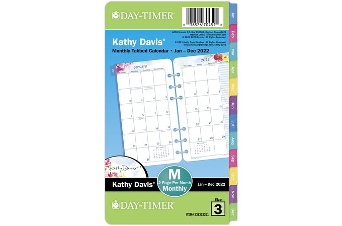 Day-Timer Kathy Davis 2022 Two Page Per Month Planner Refill, Loose-Leaf, Portable Size, 3 3/4" X 6 3/4" | Kathy Davis | Day-Timer