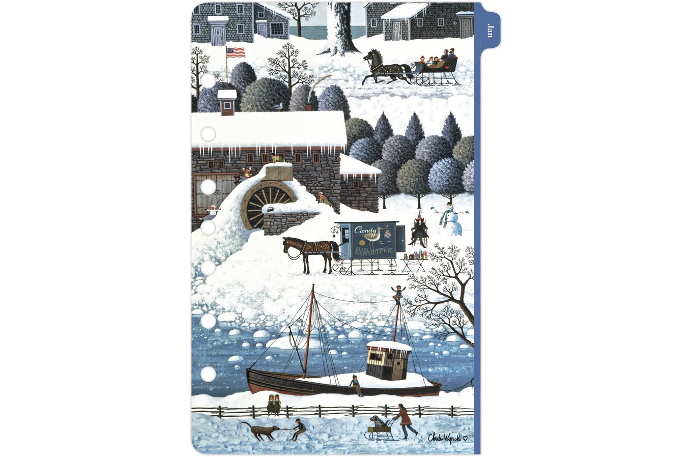 Day-Timer Charles Wysocki Americana 2022 Two Page Per Month Planner Refill, Loose-Leaf, Desk Size, 5 1/2" X 8 1/2" | Charles Wysocki | Day-Timer