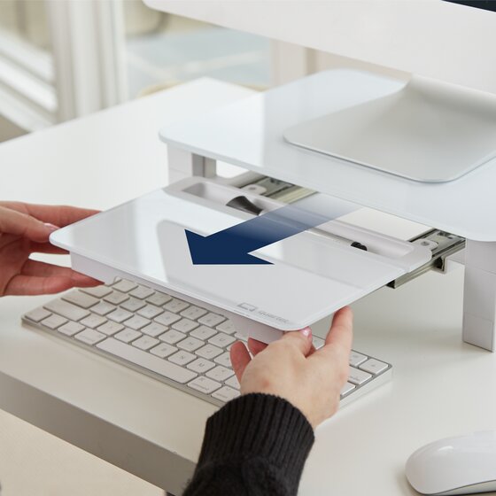 Quartet® Glass Desktop Monitor Riser with DryErase Board, Adjustable