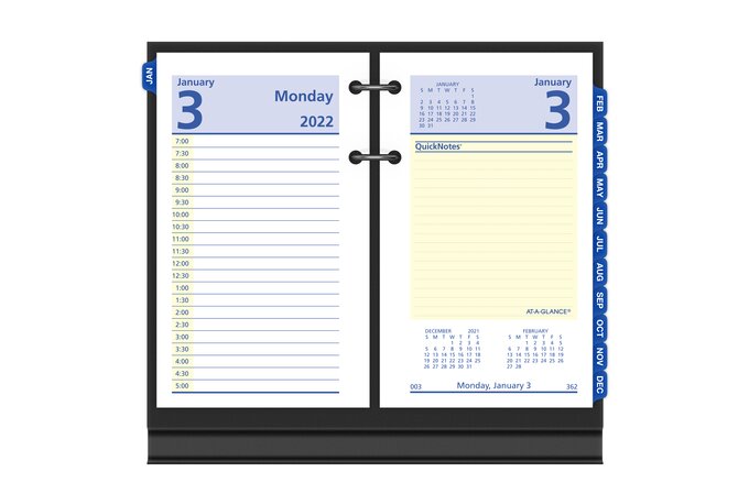 At A Glance 2022 Quicknotes Daily Loose Leaf Desk Calendar Refill Standard 3 1 2 X 6 Desk Calendar Refills Bases At A Glance