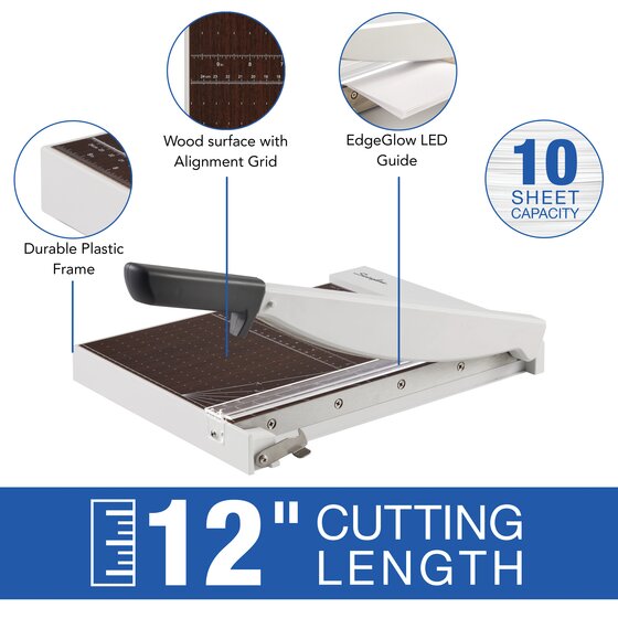 Swingline ClassicCut Guillotine Trimmers with EdgeGlow, Wood