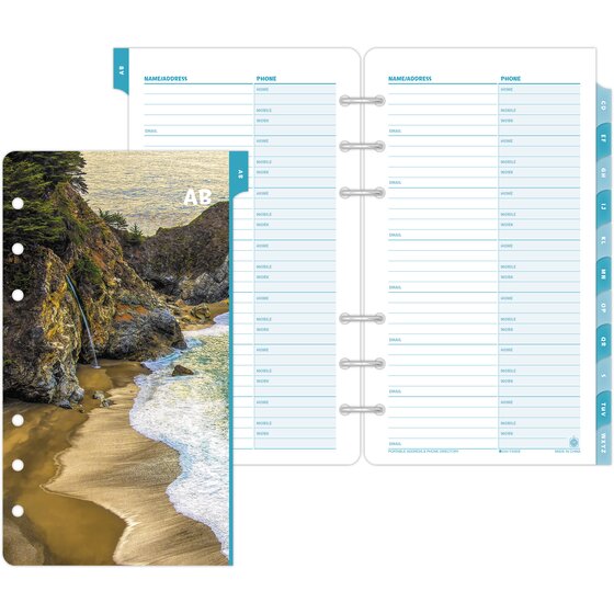 Day-Timer Coastlines Address-Phone Tabs Desk Size Telephone-Address Pages & 