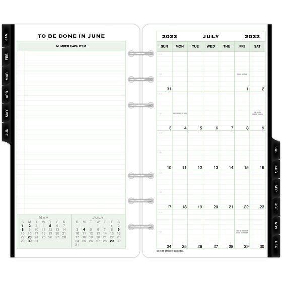 Day-Timer July 2022 - June 2023 Reference Two Page Per Day Refill, Loose-Leaf, Portable Size, 3 3/4" x 6 3/4"
