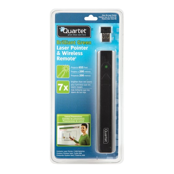 Quartet Brilliant Green Laser Pointer & Wireless Remote, Class 3a