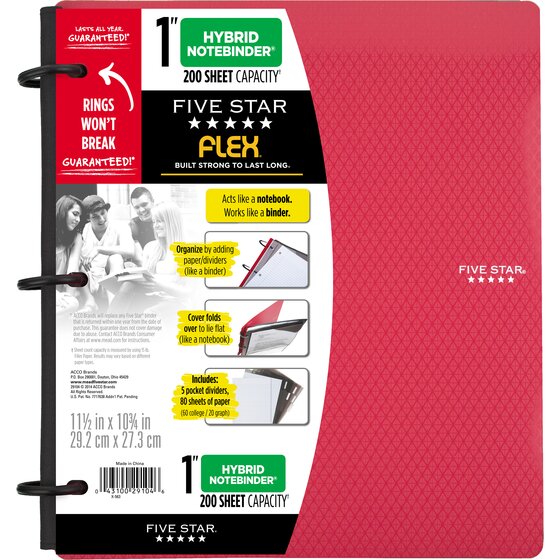 Five Star Flex Hybrid NoteBinder 1 Inch Color Will Vary 29104 for sale online 