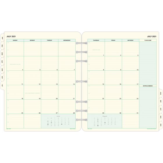 DayTimer Two Page Per Month Tabbed Calendars, 8 1/2" x 11" Monthly