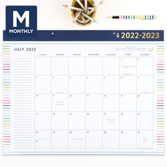 Simplified 2019-2020 Academic Year Monthly Desk Pad Calendar 21-3/4 x 17 Standard EL200-704A Happy Stripe 