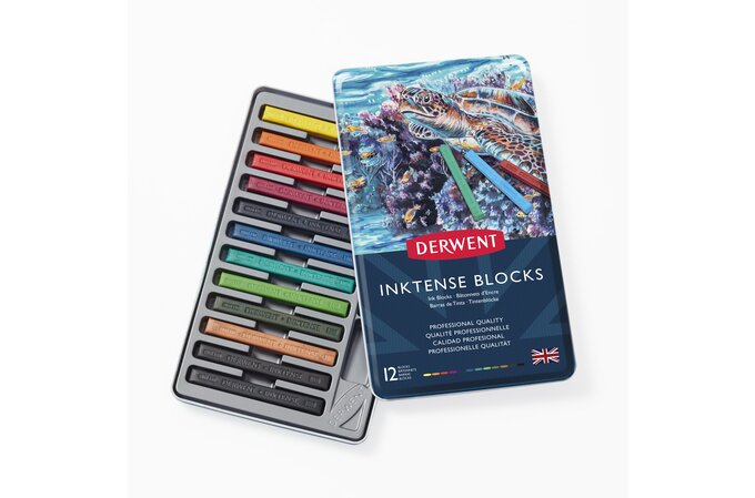 Derwent Inktense Pencils, 4mm Core, Metal Tin - 12 Count for sale online