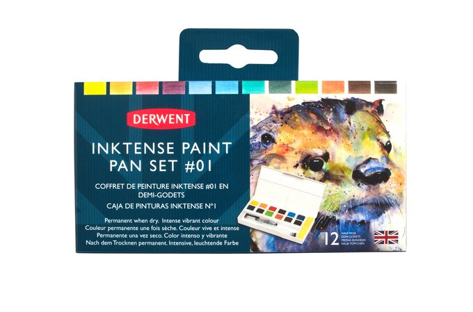 Derwent Inktense Paint Pan Travel Set, 12 Colours, Paints