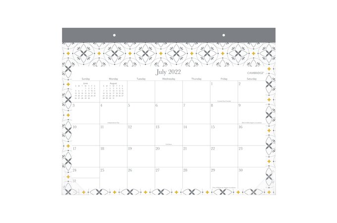 Cambridge Della Academic 2022-2023 Monthly Desk Pad Calendar, 21 3/4" X 17" | Desk Calendars | Cambridge