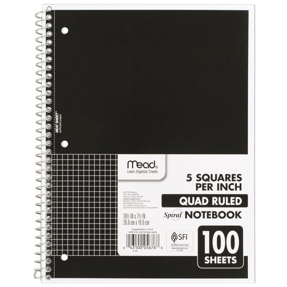 1 Subject Spiral Notebook with Paper Cover 100 College Ruled Sheets Multicolor Yoobi Pack of 3 8 x 10.5 